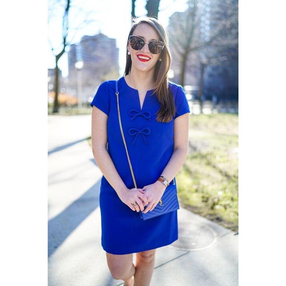 J. Crew Presentation Royal Blue Shift Dress With Bows